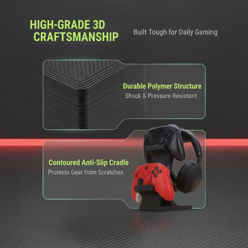 Gaming Accessories Rack - Universeller Kopfhörerständer für Dual-Game-Controller, multifunktionales Aufbewahrungsregal,